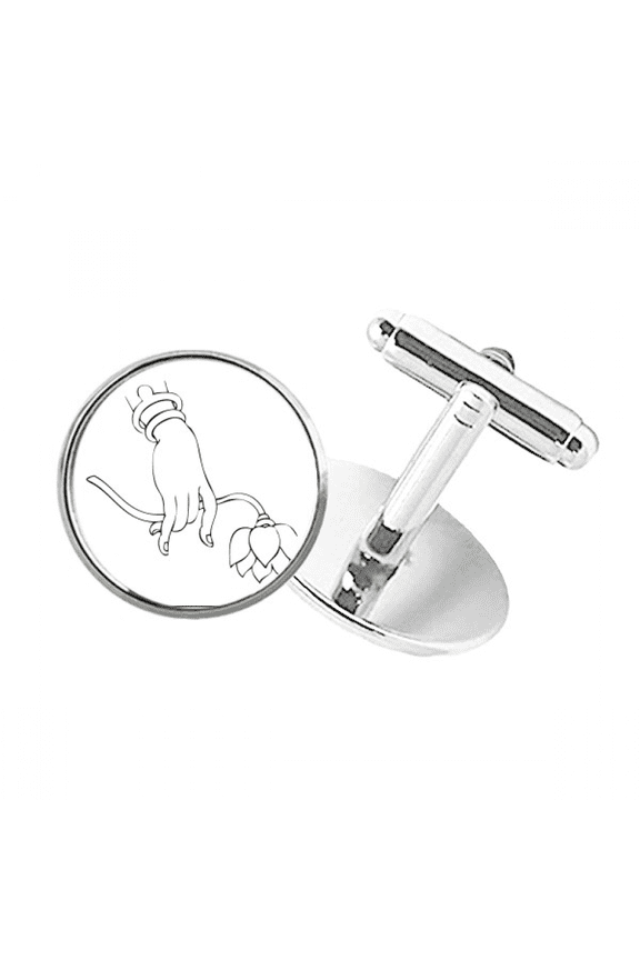 Culture Lotus Hand Pattern Round Button Cuff Clip Stud Cufflinks