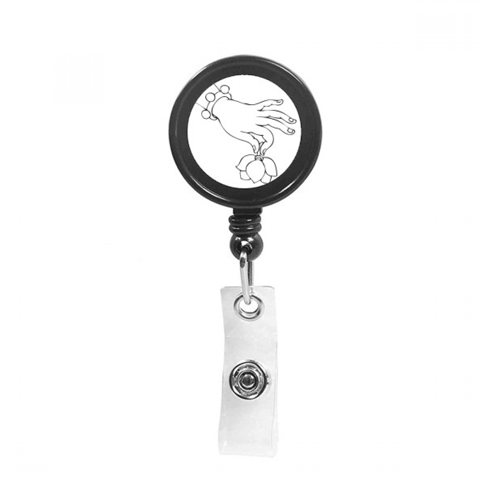 Culture  Lotus Line Drawing Retractable Keychain Badge Holder ID Badge