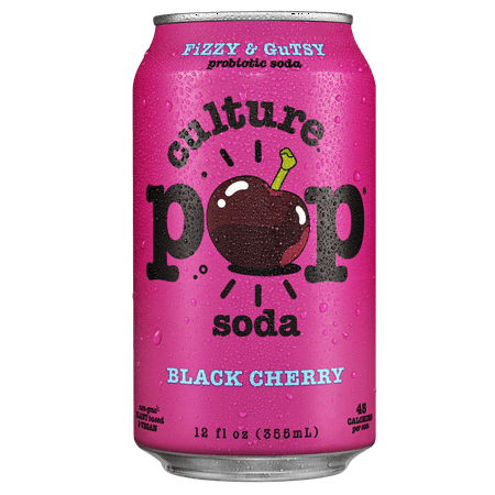 Culture Pop Soda Black Cherry, Probiotic Soda, 12fl oz