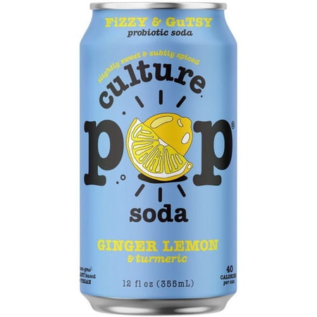 Culture Pop Soda, Soda Ginger Lemon Turmeric, 12 Fl Oz, 4 Pack | Pack of 6