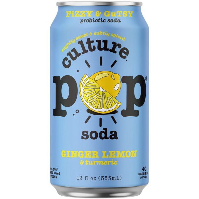 Culture Pop Soda, Soda Ginger Lemon Turmeric, 12 Fl Oz, 4 Pack