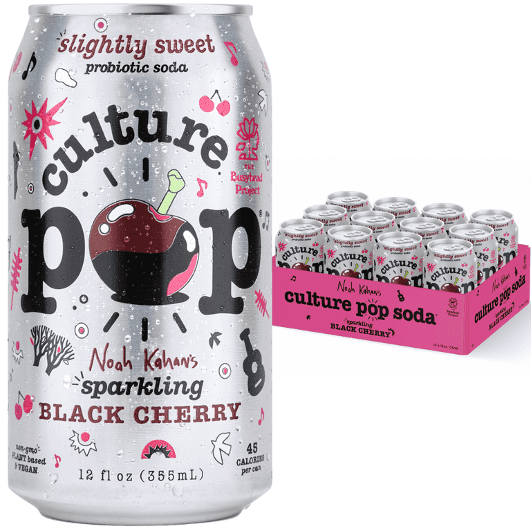 Culture Pop, Probiotic Soda, 12 Fl Oz Can, Black Cherry Flavor