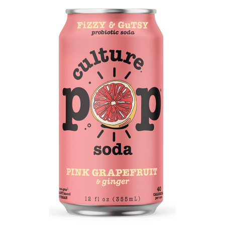 Culture Pop Sparkling Probiotic Soda | 40 Calories per can, Vegan, Non-GMO | 12 Fl Oz Cans (Grapefruit, Pack of 6)