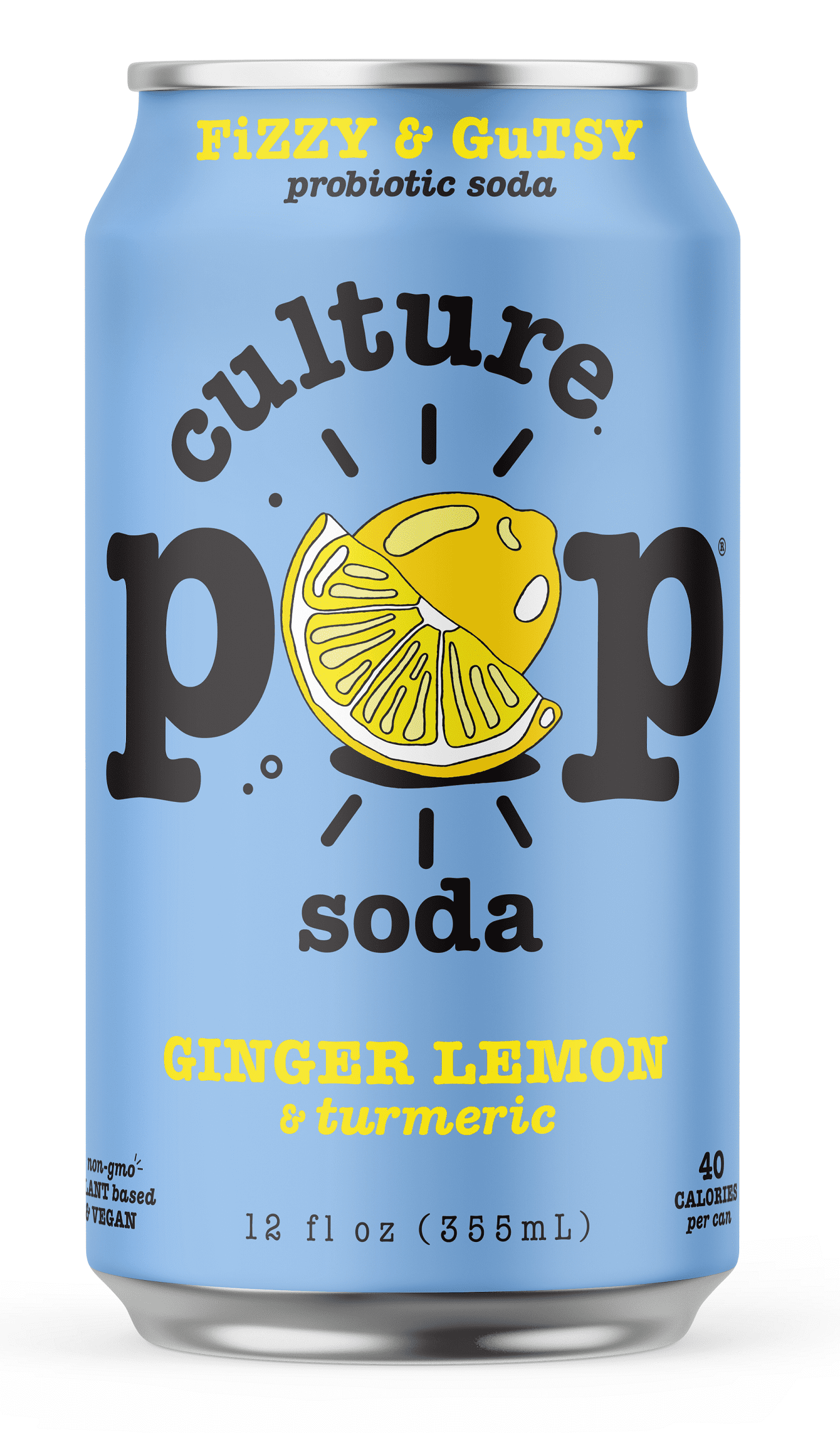 Culture Pop Sparkling Probiotic Soda, Ginger Lemon, 12 Fl Oz