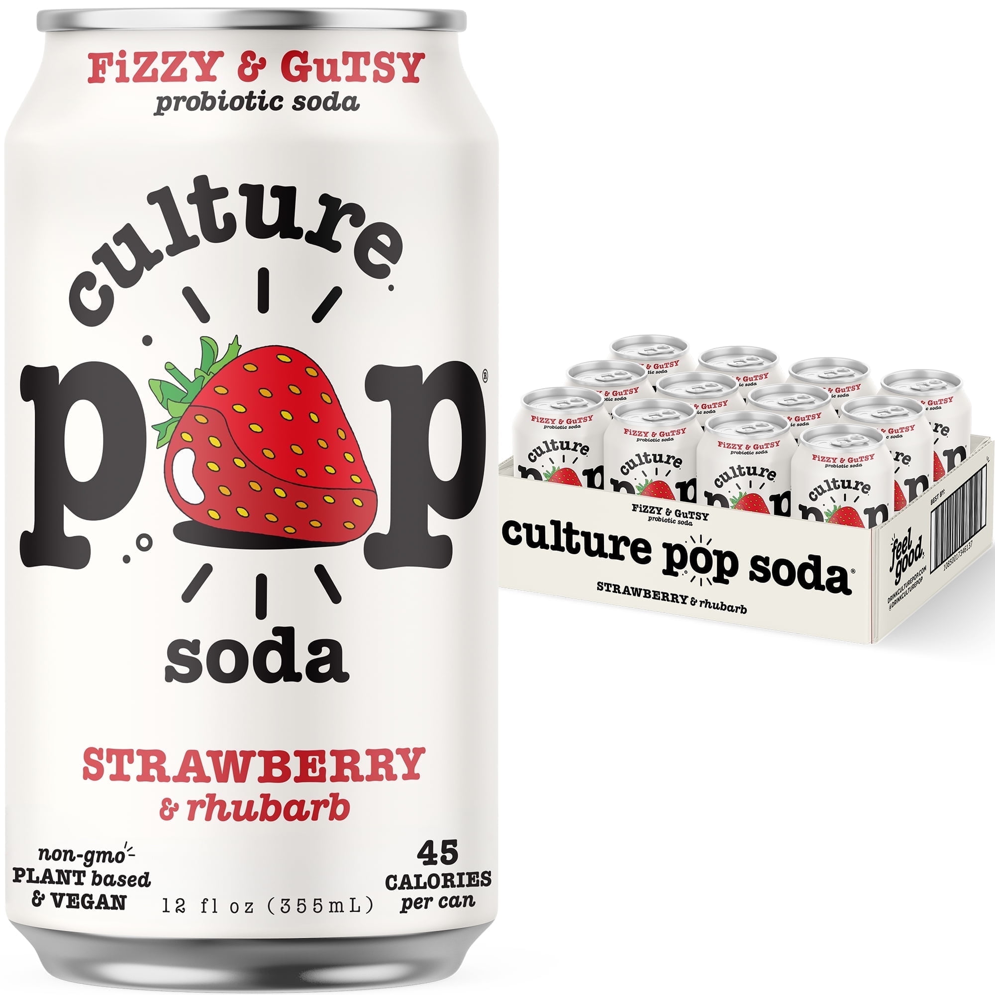 Culture Pop Soda Sparkling Probiotic Drink, Strawb