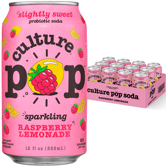 Culture Pop Sparkling Raspberry Lemonade Probiotic Soda 12 - 12 fl oz Cans