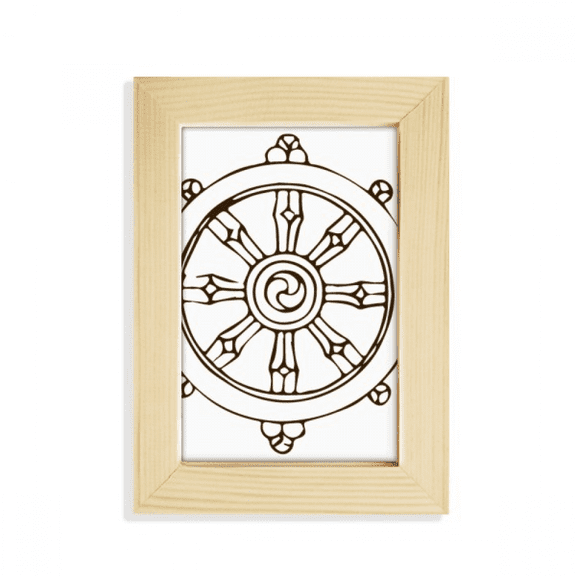 Culture Rudder Round Desktop Display Photo Frame Picture Art Painting 5x7 inch