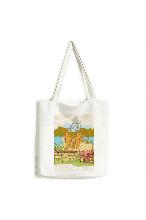 Culture Temple Landmark Tote Canvas Bag Shopping Satchel Casual Handbag