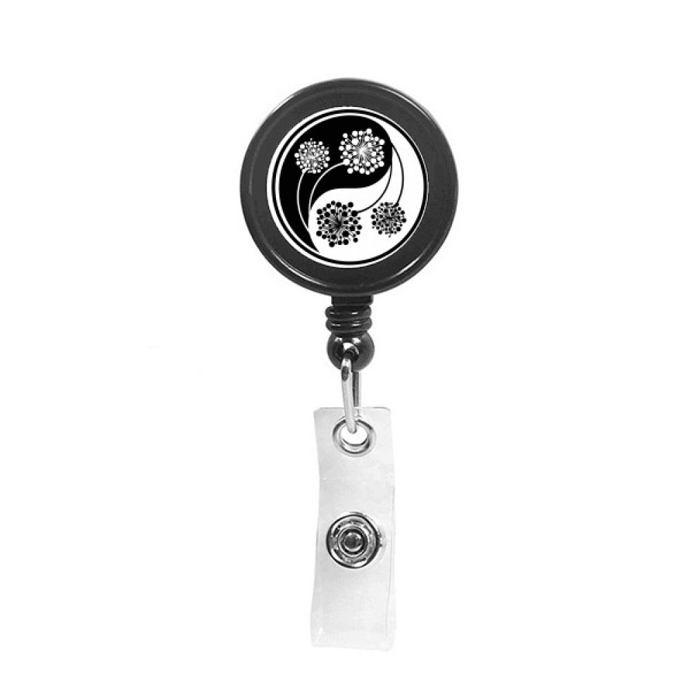 Culture  Yin-yang Flower Design Retractable Keychain Badge Holder ID Badge