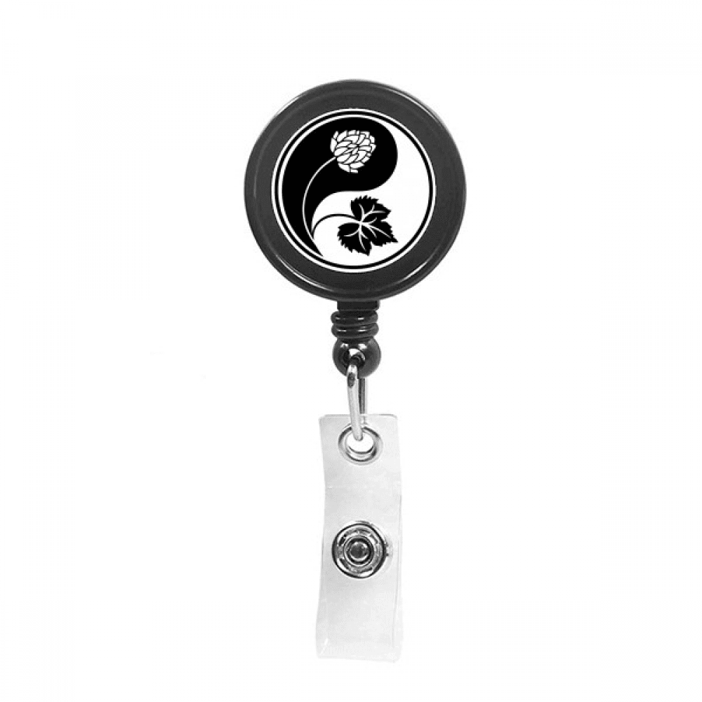 Culture  Yin-yang Flower Pattern Retractable Keychain Badge Holder ID Badge