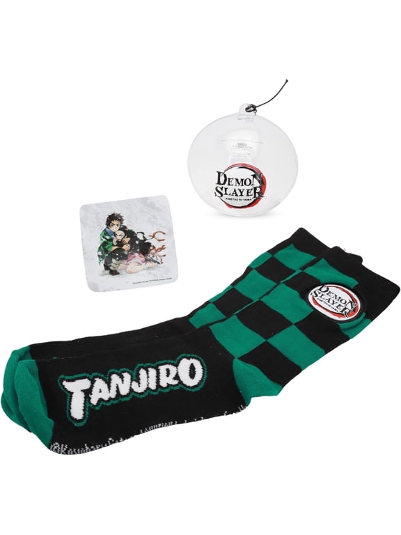 CultureFly Demon Slayer: Kimetsu No Yaiba Ornament Sticker Decal and Sock Holiday Bundle