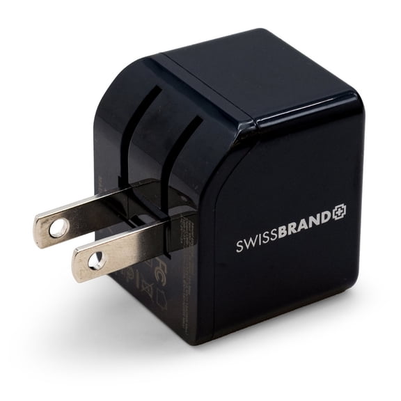 CultureFly Swissbrand 20W USB-C PD Compact Wall Charger with Dual Ports, Fast Charging Adapter for iPhone, Samsung, Google, and More – Black