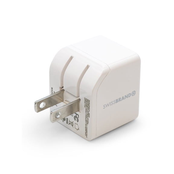 CultureFly Swissbrand 20W USB-C PD Compact Wall Charger with Dual Ports, Fast Charging Adapter for iPhone, Samsung, Google, and More – White