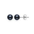 thumbnail image 1 of Cultured Freshwater Black Pearl AAA Quality Stud Earring in 14KT White Gold, 1 of 4