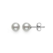 PEARLZZZ Cultured Freshwater Black Pearl AAA Quality Stud Earring in 14KT Yellow Gold