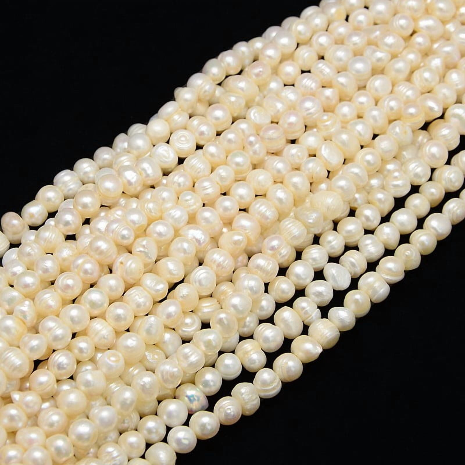 Cultured Freshwater Pearl Beads Strands Potato Creamy White 7~8mm Hole: 0.8mm 46~47pcs/strand 13.77~14.17 inch