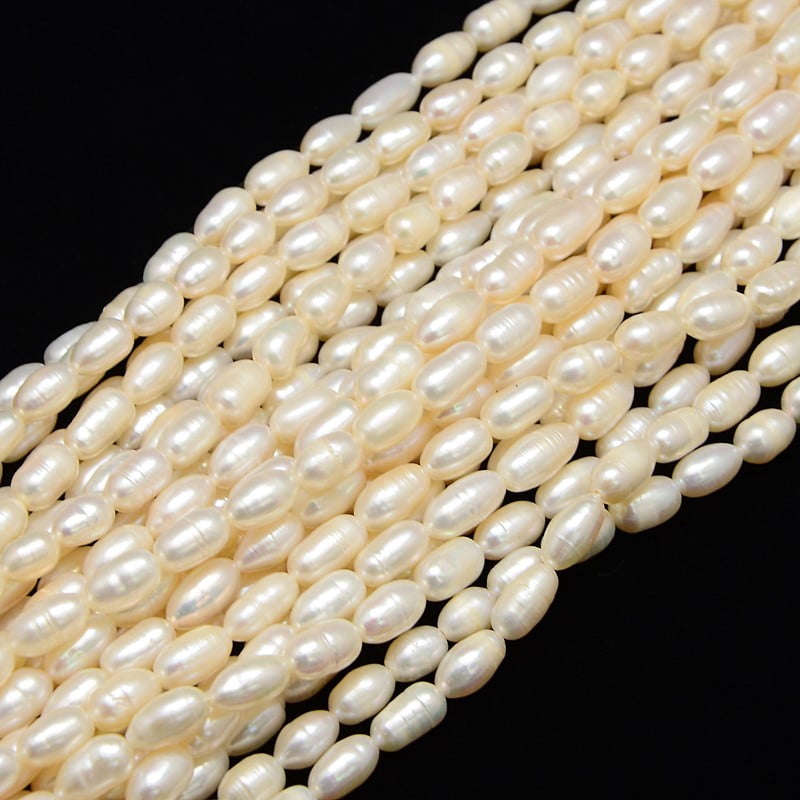 Cultured Freshwater Pearl Beads Strands Rice Creamy White 6~7mm Hole: 0.8mm about 38pcs/strand 13.77 inch~14.17 inch
