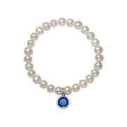 PEARLZZZ Cultured Freshwater Pearl and Cubic Zirconia September Birthstone Charm Bracelet, 7.5"