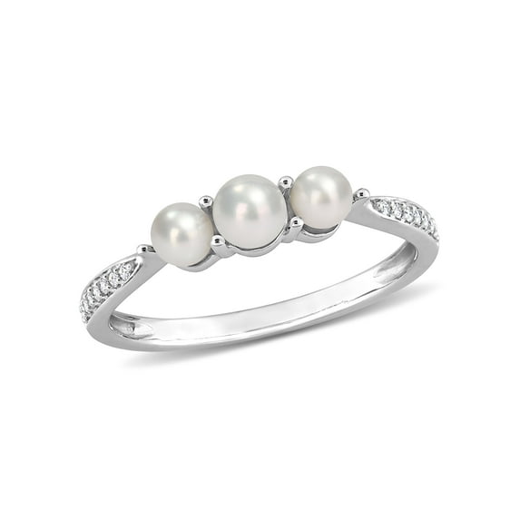 Everly Women's Cultured Pearl and Diamond 14k White Gold Ring