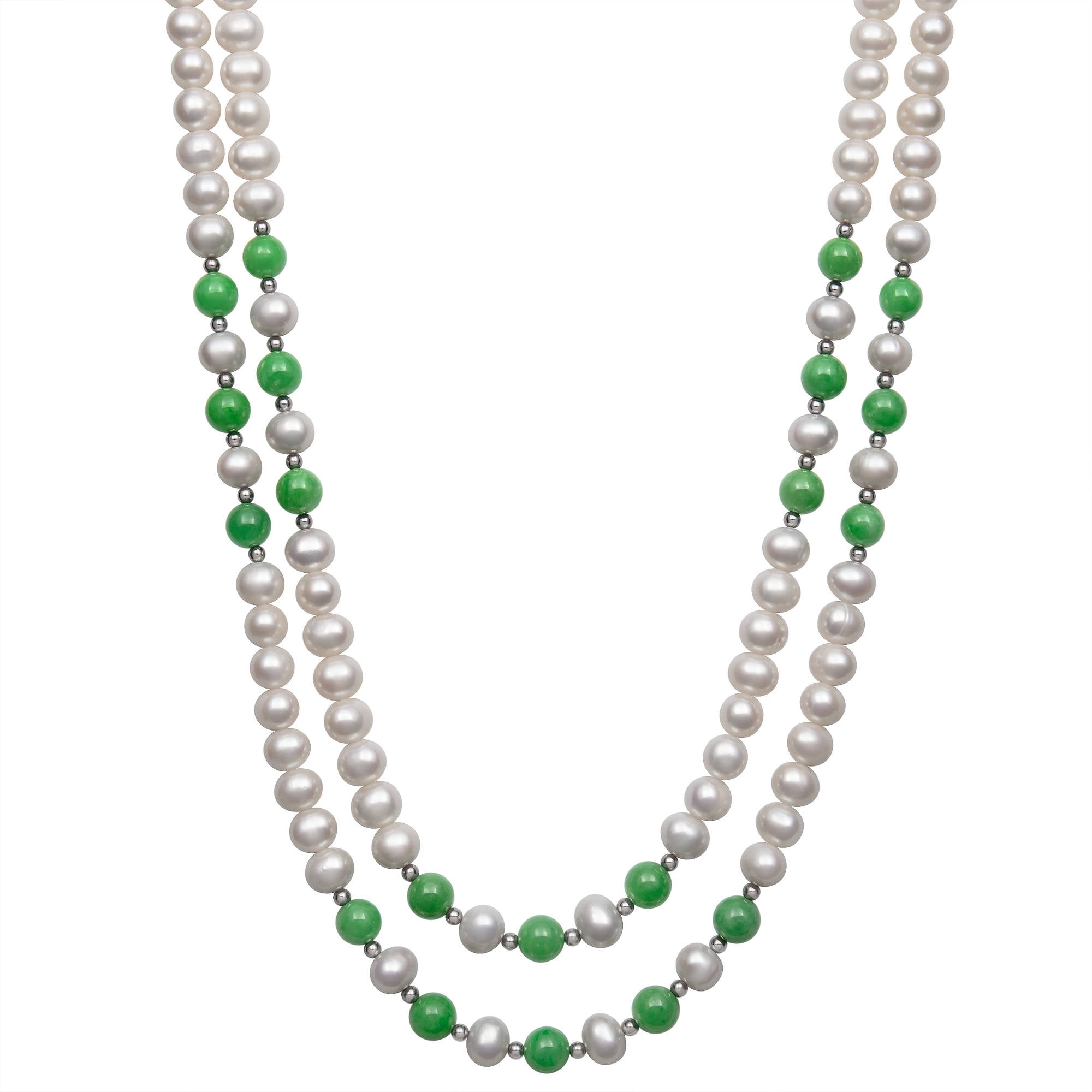 DOTTY emerald green ribbon pearl necklace