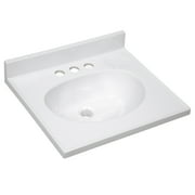 Design House Cultured Marble 19 x 17 Single Bowl Vanity Top with Centerset Mount and Backsplash, White