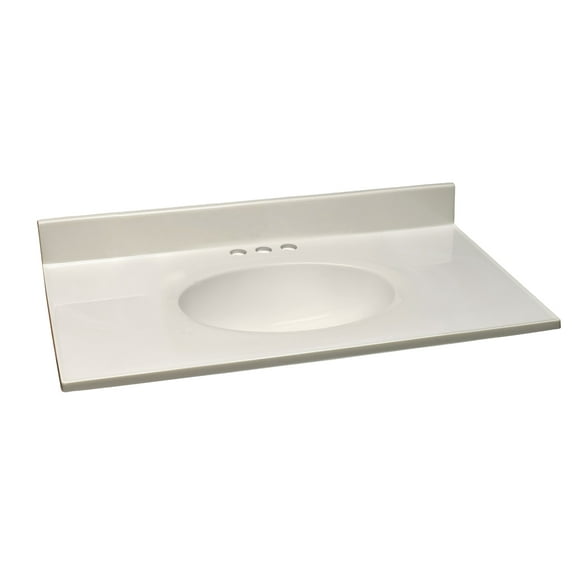 Design House 37" Cultured Marble Single Sink 4"Centerset Sink Vanity Top with Backsplash, Ivory