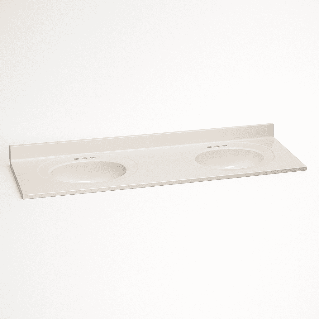 Design House 61" x 22" Cultured Marble Ivory Swirl Double Sink Vanity Top with Backsplash and Pre-Drilled 4" Centersets