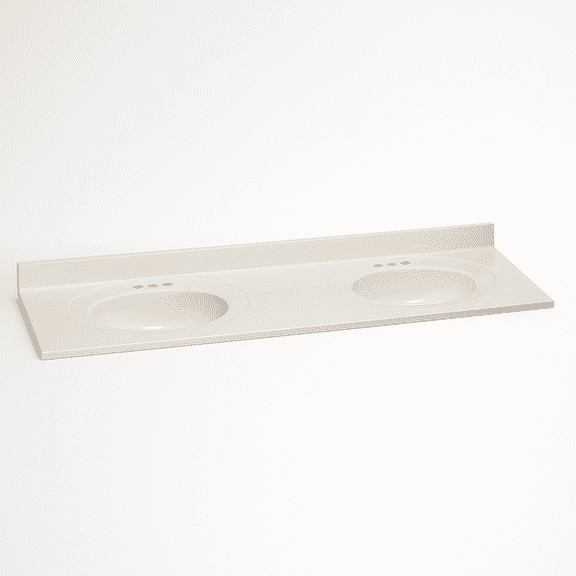Design House 61" x 22" Cultured Marble Ivory Swirl Double Sink Vanity Top with Backsplash and Pre-Drilled 4" Centersets