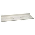 thumbnail image 1 of Cultured Marble Vanity Top – 61-Inch Double Bowl Sink 4-Inch Centerset with Integrated Backsplash – Reinforced Packaging – Ivory Swirl, Design House, 597401, 1 of 14