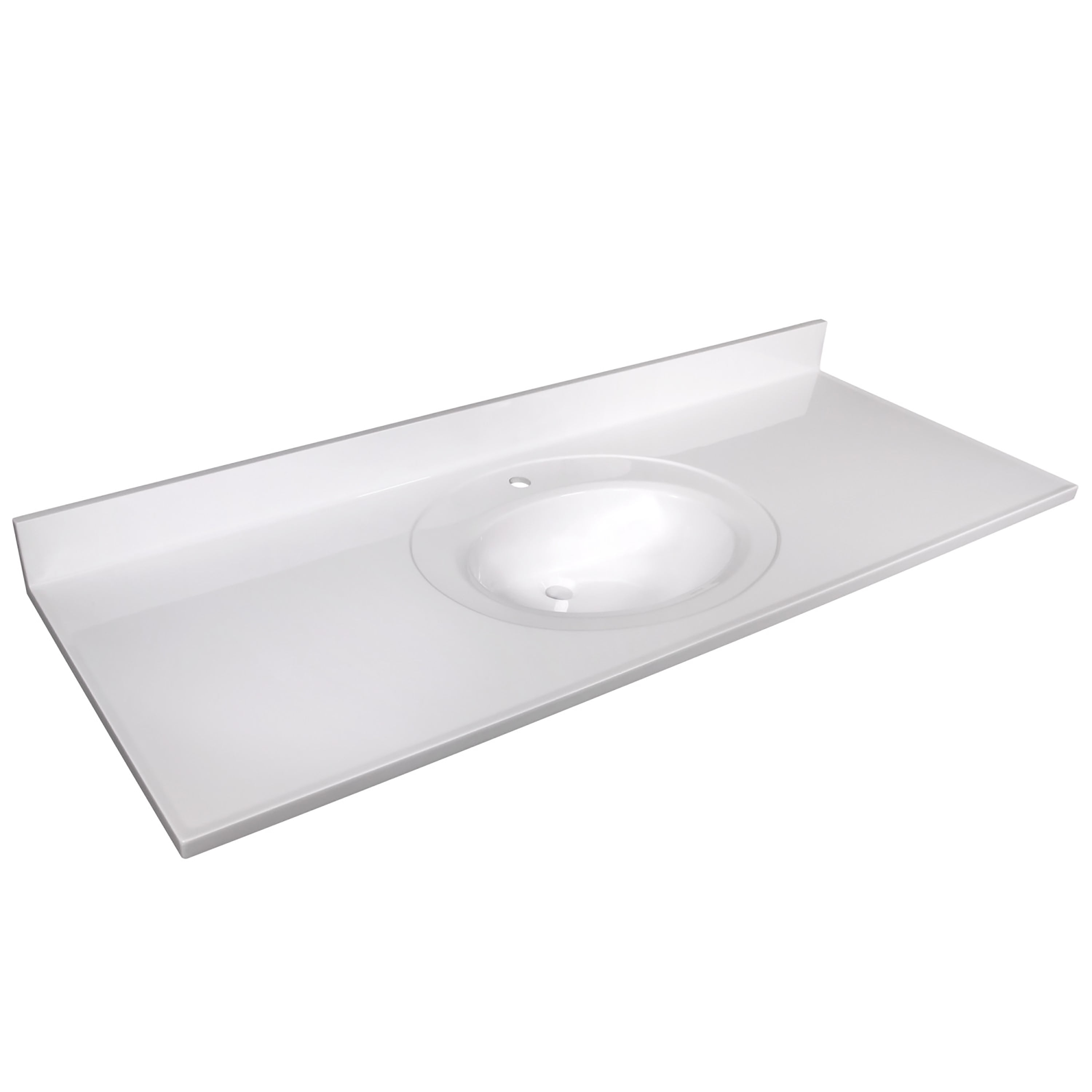 61-Inch White Cultured Marble Vanity Top with Backsplash