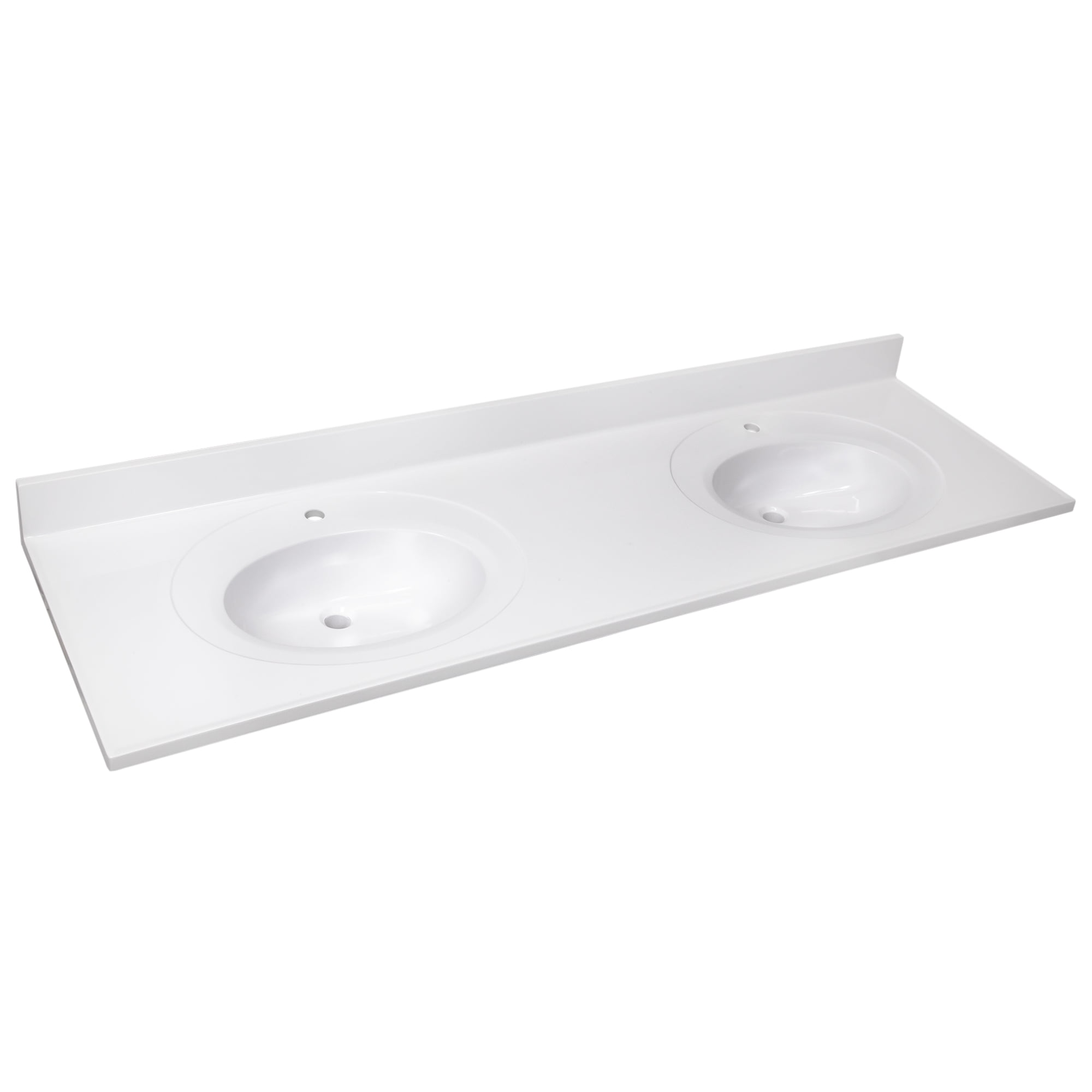 73 Inch White Cultured Marble Double Sink Vanity Top