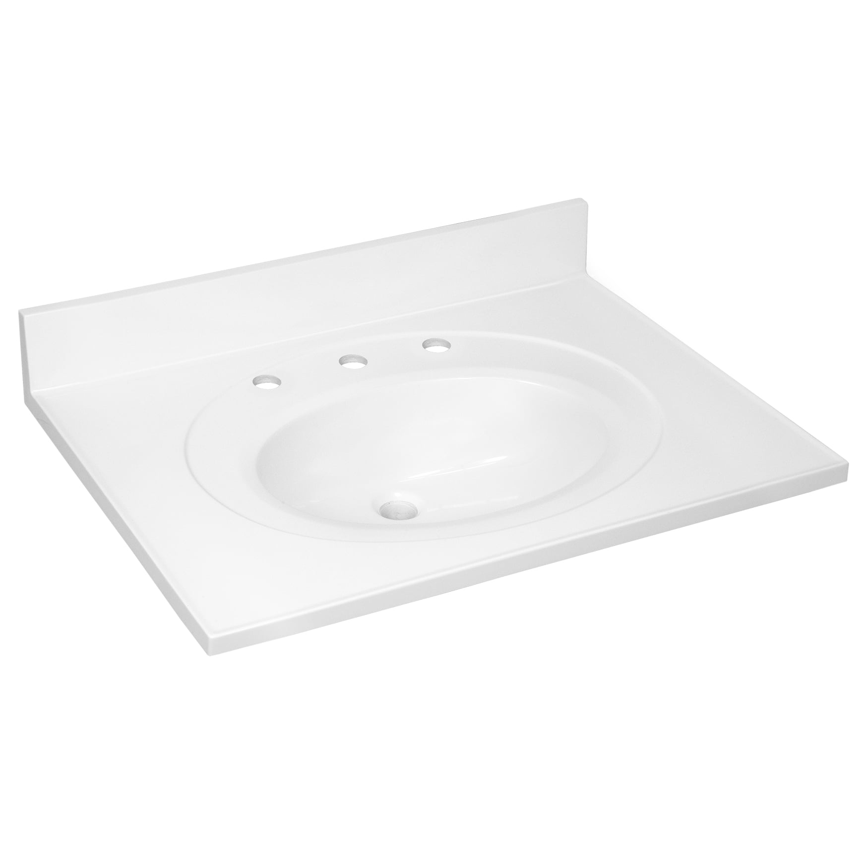 Solid White Cultured Marble 31-Inch Vanity Top with Backsplash