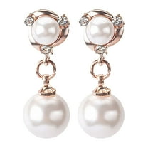 Cultured Pearl Earrings And Ear Clips For Women Silver Dangle Earring With Zirconia