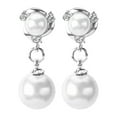 thumbnail image 1 of Cultured Pearl Earrings for Women Dangle Zirconia Design with Silver Clips Elegant Accessory for Any Occasion, 1 of 2