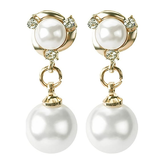 Cultured Pearl Earrings for Women Dangle Zirconia Design with Silver Clips Elegant Accessory for Any Occasion