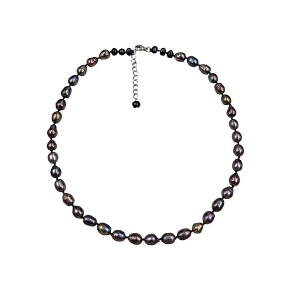Cultured Pearl Necklace Peacock Color