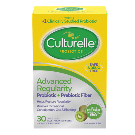 Culturelle Advanced Regularity Probiotic and Prebiotic Fiber, Kiwi Capsules, 30 Count