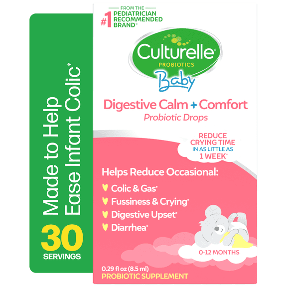 Culturelle Baby Digestive Support Calm & Comfort Probiotic Drops Supplement, Reduce Colic & Gas for Infants 0-12 Months, 30 Servings