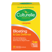 Culturelle Probiotics + Enzymes Bloating and Gas Defense Supplement, Relieves Indigestion for Adults, 30 Count