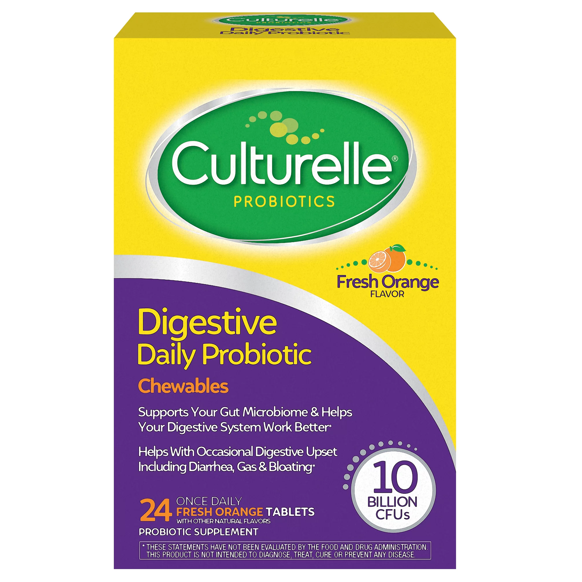 Culturelle Digestive Daily Probiotic Chewable Tablets for Digestive Health, Fresh Orange, 24 Count - image 1 of 10