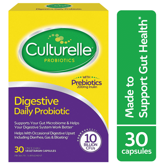 Culturelle Probiotics Digestive Support Daily Supplement, Made with Prebiotics, Promotes Gut Health for Adults, 30 Count