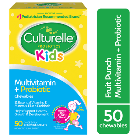 Culturelle Kids Multivitamin + Probiotic Chewables, Fruit Punch Flavor, 50 Count