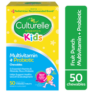 Culturelle Kids Multivitamin + Probiotic Chewables, Fruit Punch Flavor, 50 Count