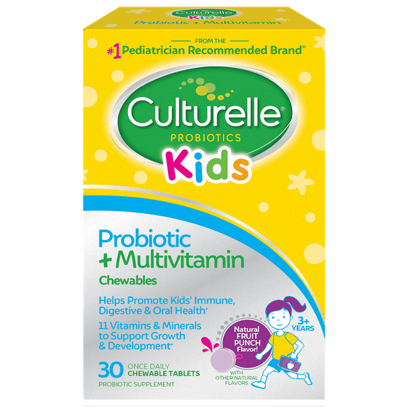 Culturelle Kids Probiotic + Complete Multivitamin For Kids 3+, 30 Chewables
