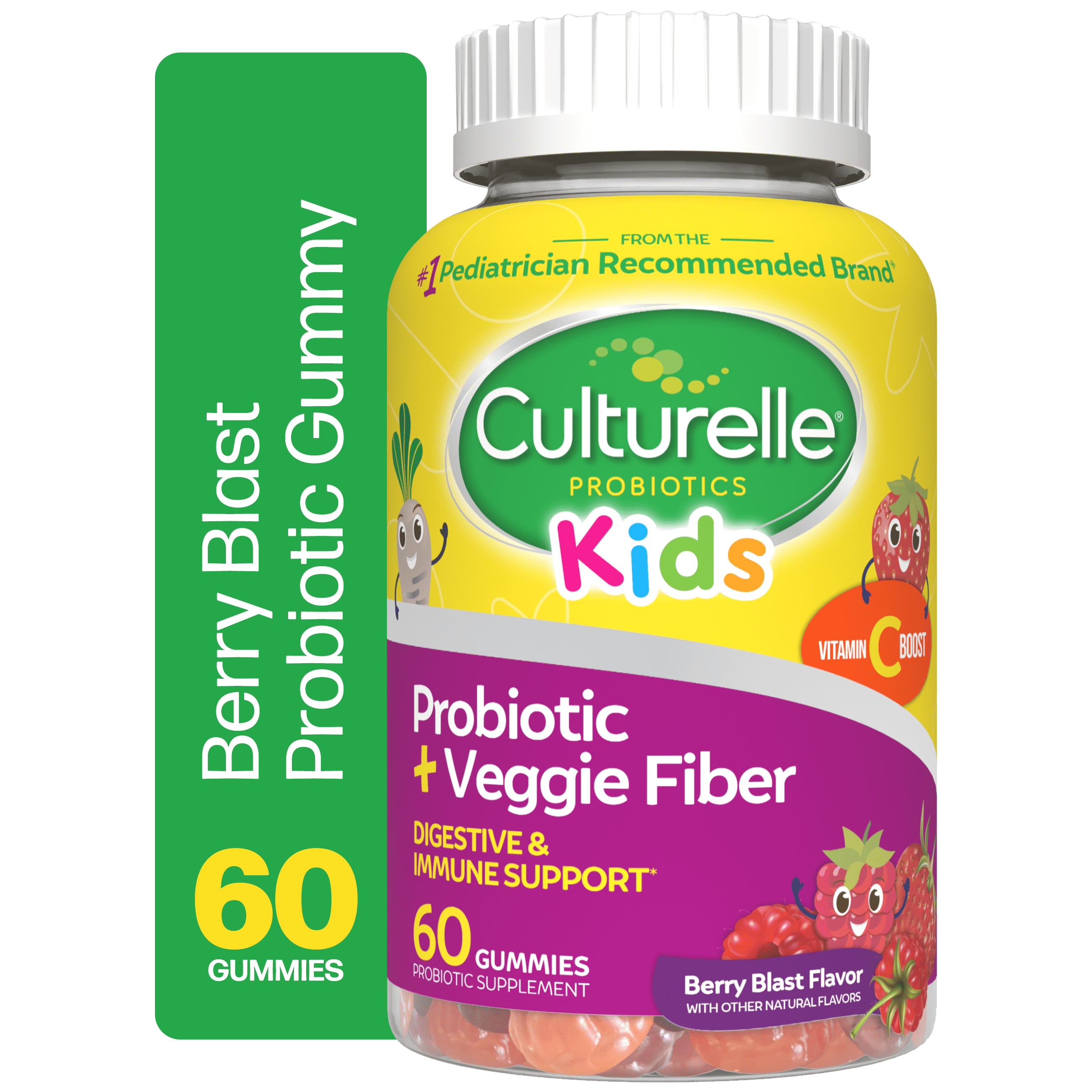 Culturelle Kids Probiotic Veggie Fiber Gummies Berry Flavor 60