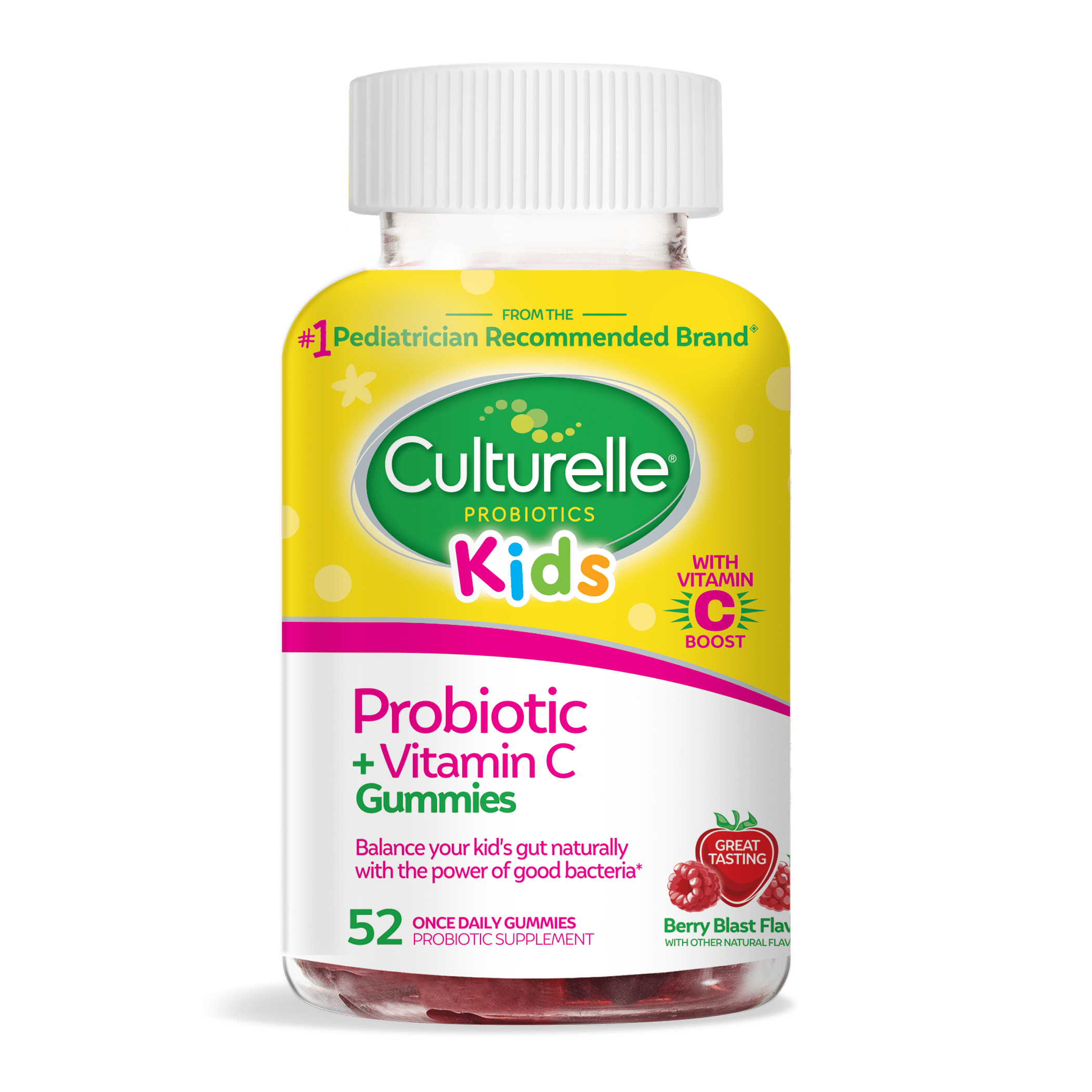 Culturelle Kids Probiotic + Vitamin C Supplement Gummies, Berry