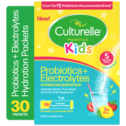 Culturelle Probiotics Kids Probiotic + Electrolytes Ready-to-Mix Supplement, Digestive Support for Children, Strawberry Lemonade Flavor, 30 Packets