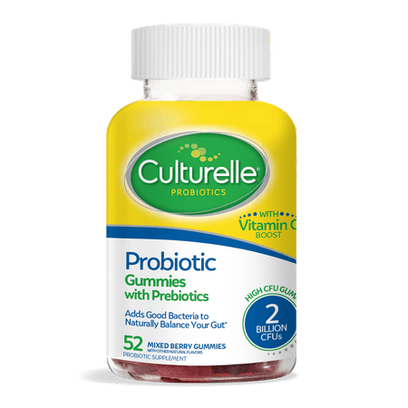 Culturelle Probiotic Gummies with Prebiotics, 2 Billion CFUs Gummies, Berry, 52 Count