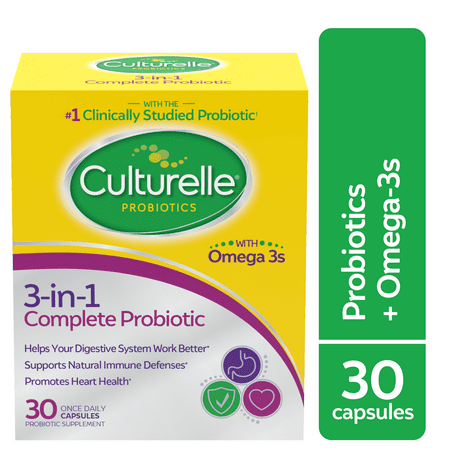 Culturelle Probiotics 3-in-1 Complete Probiotic Daily Supplement, Digestion & Immunity Support for Adults, 30 Count