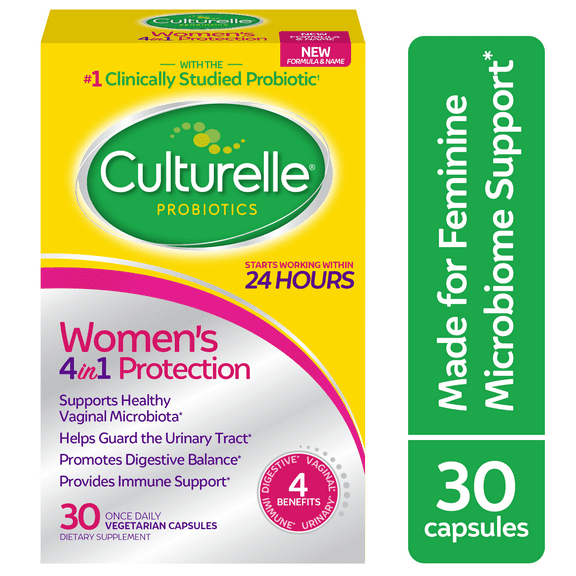Culturelle Probiotics Women's 4-in-1 Protection Daily Supplement, Supports The Female Microbiome, 30 Count